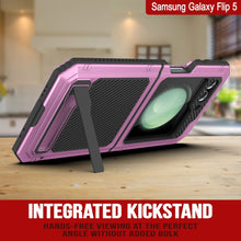 Load image into Gallery viewer, Coque en métal Galaxy Z Flip5, étui robuste en armure de qualité militaire, couverture complète du corps rigide [rose]

