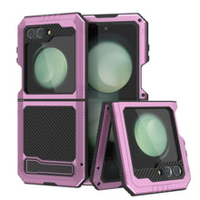 Load image into Gallery viewer, Coque en métal Galaxy Z Flip5, étui robuste en armure de qualité militaire, couverture complète du corps rigide [rose]
