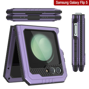 Coque métallique Galaxy Z Flip5, étui robuste de qualité militaire, protection complète en armure rigide [violet].