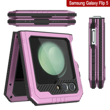 Load image into Gallery viewer, Coque en métal Galaxy Z Flip5, étui robuste en armure de qualité militaire, couverture complète du corps rigide [rose]
