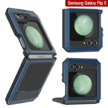 Load image into Gallery viewer, Galaxy Z Flip5 Coque en métal, étui militaire robuste résistant aux chocs intégral [bleu]
