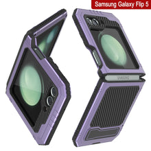 Load image into Gallery viewer, Coque métallique Galaxy Z Flip5, étui robuste de qualité militaire, protection complète en armure rigide [violet].
