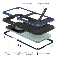 Load image into Gallery viewer, Galaxy Z Flip5 Coque en métal, étui militaire robuste résistant aux chocs intégral [bleu]

