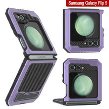 Load image into Gallery viewer, Coque métallique Galaxy Z Flip5, étui robuste de qualité militaire, protection complète en armure rigide [violet].

