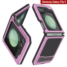 Load image into Gallery viewer, Coque en métal Galaxy Z Flip5, étui robuste en armure de qualité militaire, couverture complète du corps rigide [rose]
