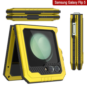 Coque en métal Galaxy Z Flip5, étui robuste de qualité militaire couvrant intégralement le corps [Néon]