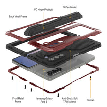 Charger l'image dans la galerie, Coque en métal pour Galaxy Z Fold6, coque blindée de qualité militaire robuste et rigide pour tout le corps [rouge]
