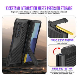 Case métallique Galaxy Z Fold7, armure de qualité militaire lourde Couvre armure complète du corps dur [noir]