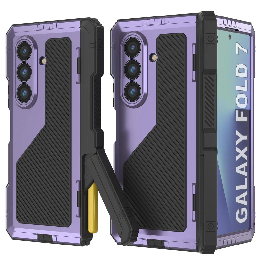 Case métallique Galaxy Z Fold7, armure de qualité militaire robuste Couvre d'armure complète du corps dur [violet]