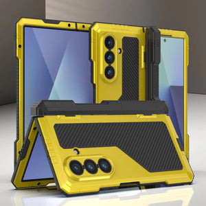 Case métallique Galaxy Z Fold7, armure de qualité militaire lourde Couverture du corps complet du corps [néon]