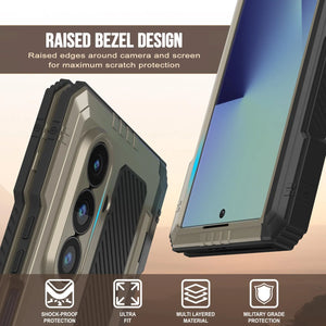 Case métallique Galaxy Z Fold7, armure de qualité militaire lourde Couverture du corps complet du corps [or]