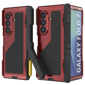Case métallique Galaxy Z Fold7, armure de qualité militaire lourde Couverture du corps complet du corps [rouge]