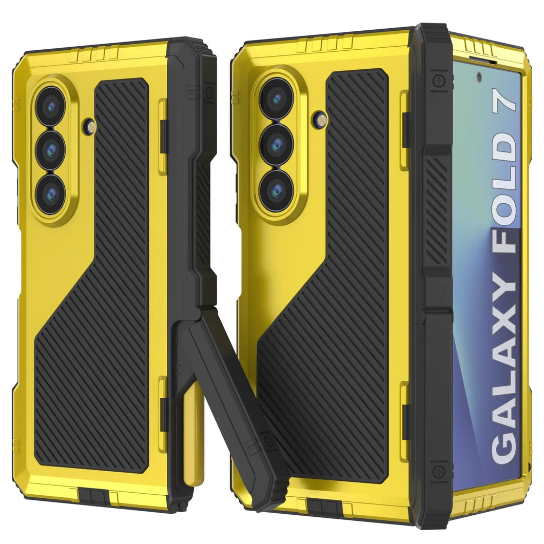 Case métallique Galaxy Z Fold7, armure de qualité militaire lourde Couverture du corps complet du corps [néon]