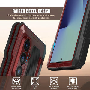 Case métallique Galaxy Z Fold7, armure de qualité militaire lourde Couverture du corps complet du corps [rouge]