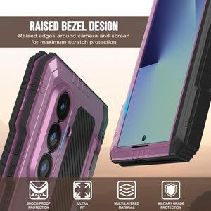 Case métallique Galaxy Z Fold7, armure de qualité militaire lourde Couvre armure complète du corps dur [rose]