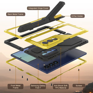 Case métallique Galaxy Z Fold7, armure de qualité militaire lourde Couverture du corps complet du corps [néon]