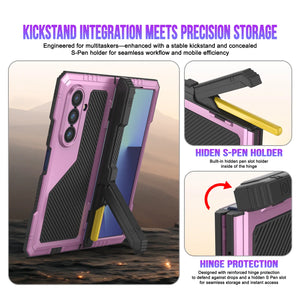 Case métallique Galaxy Z Fold7, armure de qualité militaire lourde Couvre armure complète du corps dur [rose]