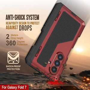 Case métallique Galaxy Z Fold7, armure de qualité militaire lourde Couverture du corps complet du corps [rouge]