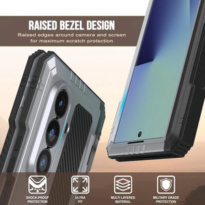 Case métallique Galaxy Z Fold7, armure de qualité militaire lourde Couvre d'armure complète du corps dur [blanc]