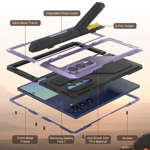 Case métallique Galaxy Z Fold7, armure de qualité militaire robuste Couvre d'armure complète du corps dur [violet]