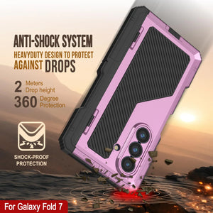 Case métallique Galaxy Z Fold7, armure de qualité militaire lourde Couvre armure complète du corps dur [rose]