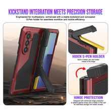 Charger l&#39;image dans la galerie, Case métallique Galaxy Z Fold7, armure de qualité militaire lourde Couverture du corps complet du corps [rouge]
