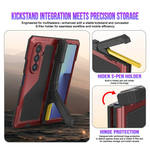 Case métallique Galaxy Z Fold7, armure de qualité militaire lourde Couverture du corps complet du corps [rouge]