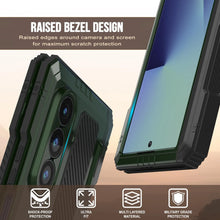 Charger l&#39;image dans la galerie, Case métallique Galaxy Z Fold7, armure de qualité militaire lourde Couvre armure complète du corps dur [vert foncé]
