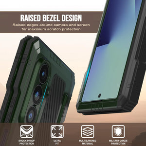 Case métallique Galaxy Z Fold7, armure de qualité militaire lourde Couvre armure complète du corps dur [vert foncé]