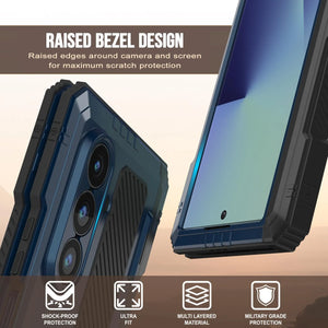 Case métallique Galaxy Z Fold7, armure de qualité militaire lourde Couvre armure complète du corps dur [bleu]