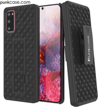 Load image into Gallery viewer, Punkcase Galaxy S20 Case With Screen Protector, Holster Belt Clip [Black] (Color in image: Black)
