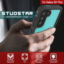 Load image into Gallery viewer, Galaxy S22+ Plus Waterproof Case PunkCase StudStar Teal Thin 6.6ft Underwater IP68 Shock/Snow Proof (Color in image: light blue)
