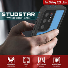 Load image into Gallery viewer, Galaxy S21 Ultra Waterproof Case PunkCase StudStar Light Blue Thin 6.6ft Underwater IP68 ShockProof (Color in image: black)

