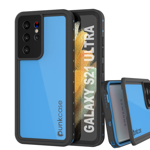 Galaxy S21 Ultra Waterproof Case PunkCase StudStar Light Blue Thin 6.6ft Underwater IP68 ShockProof (Color in image: light blue)