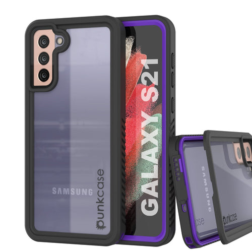 Galaxy S21 Water/Shockproof [Extreme Series] Slim Screen Protector Case [Purple] (Color in image: Purple)