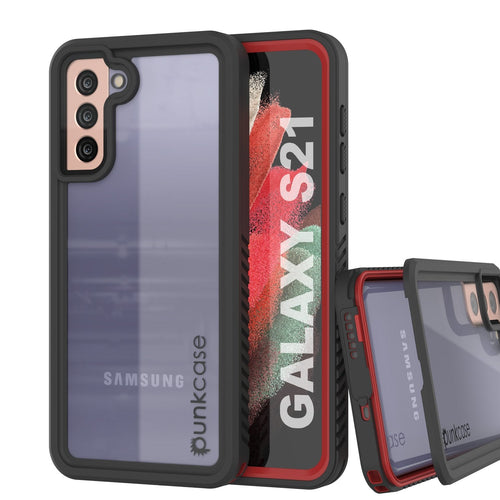 Galaxy S21 Water/Shock/Snowproof [Extreme Series] Slim Screen Protector Case [Red] (Color in image: Red)