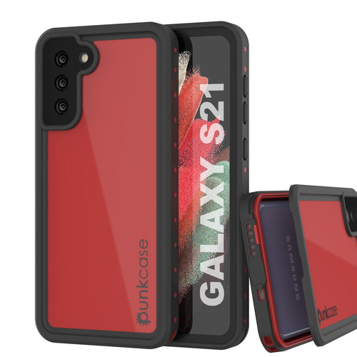 Galaxy S21 Waterproof Case PunkCase StudStar Red Thin 6.6ft Underwater IP68 Shock/Snow Proof (Color in image: red)
