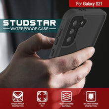 Load image into Gallery viewer, Galaxy S21 Waterproof Case PunkCase StudStar Black Thin 6.6ft Underwater IP68 Shock/Snow Proof (Color in image: light blue)
