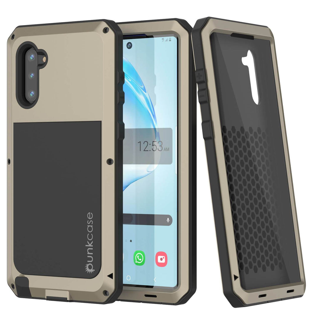 Galaxy Note 10  Case, PUNKcase Metallic Gold Shockproof  Slim Metal Armor Case [Gold] (Color in image: gold)