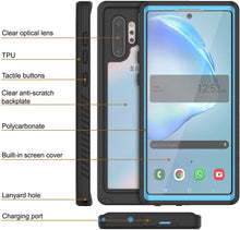 Charger l&#39;image dans la galerie, Galaxy Note 10+ Plus Case, Punkcase [Extreme Series] Armor Cover W/ Built In Screen Protector [Light Blue] (Color in image: Black)
