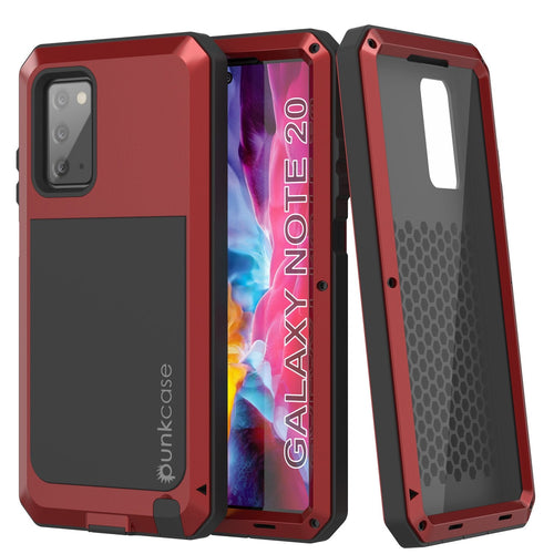 Galaxy Note 20  Case, PUNKcase Metallic Red Shockproof  Slim Metal Armor Case [Red] (Color in image: red)