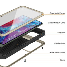 Charger l&#39;image dans la galerie, Galaxy Note 20 Ultra  Case, PUNKcase Metallic Gold Shockproof  Slim Metal Armor Case [Gold] (Color in image: neon)
