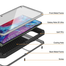 Charger l&#39;image dans la galerie, Galaxy Note 20 Ultra  Case, PUNKcase Metallic Silver Shockproof  Slim Metal Armor Case [Silver] (Color in image: neon)
