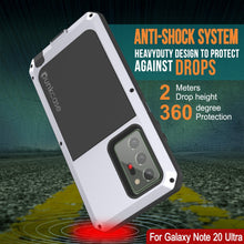 Charger l&#39;image dans la galerie, Galaxy Note 20 Ultra  Case, PUNKcase Metallic White Shockproof  Slim Metal Armor Case [White] (Color in image: silver)
