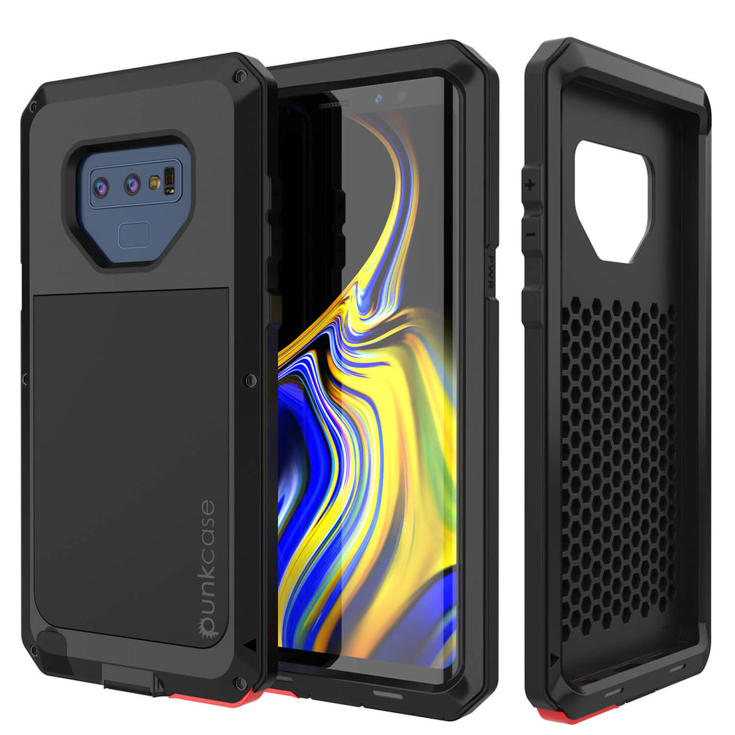 Galaxy Note 9 Case, PUNKcase Metallic Black Shockproof  Slim Metal Armor Case [Black] (Color in image: black)