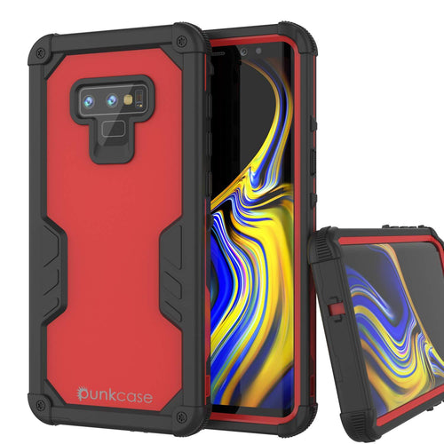Punkcase Galaxy Note 9 Waterproof Case [Navy Seal Extreme Series] Armor Cover W/ Built In Screen Protector [Red] (Color in image: Red)