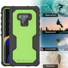 Load image into Gallery viewer, Punkcase Galaxy Note 9 Waterproof Case [Navy Seal Extreme Series] Armor Cover W/ Built In Screen Protector [Light Green] (Color in image: Black)
