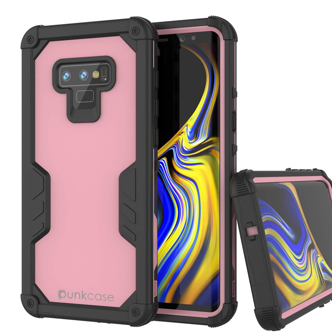 Punkcase Galaxy Note 9 Waterproof Case [Navy Seal Extreme Series] Armor Cover W/ Built In Screen Protector [Pink] (Color in image: Pink)