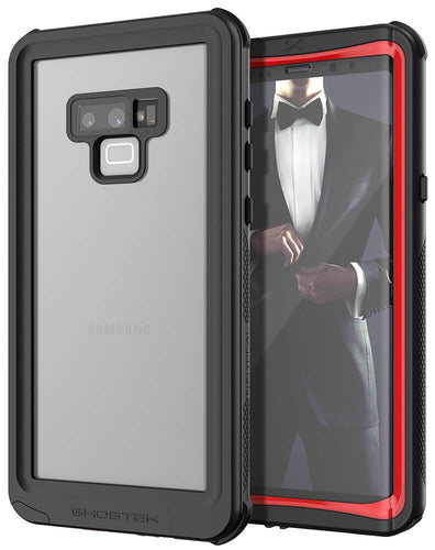 Galaxy Note 9, Ghostek Nautical Waterproof Case Full Body TPU Cover [Shockproof] | Red (Color in image: Black)