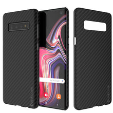 Load image into Gallery viewer, Galaxy S10 Case, Punkcase CarbonShield, Heavy Duty &amp; Ultra Thin 2 Piece Dual Layer PU Leather Black Cover (Color in image: Black)
